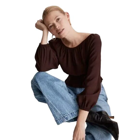 NWT Madewell Deep Indigo Navy Blue Twill Tie-Back Cutout Top - SIZE XL - Picture 6 of 9